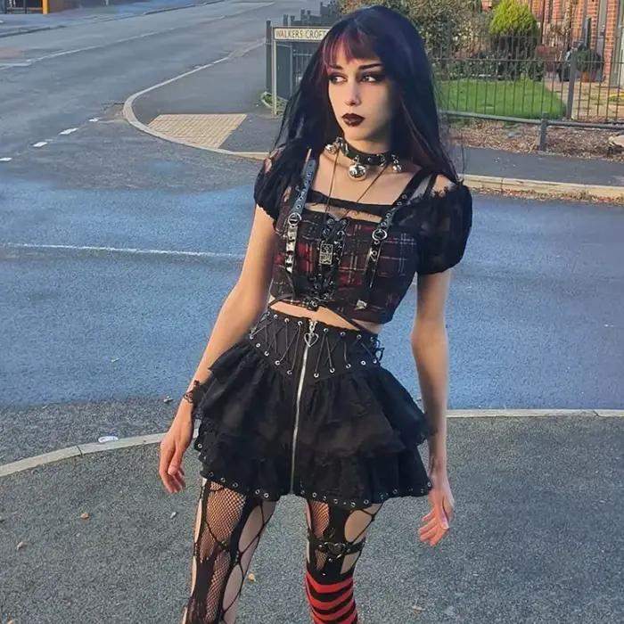 Jupe taille haute vintage punk pour femmes style gothique japonais Kawaii Harajuku mini jupes occassions spéciales sorties nocturnes cosplay