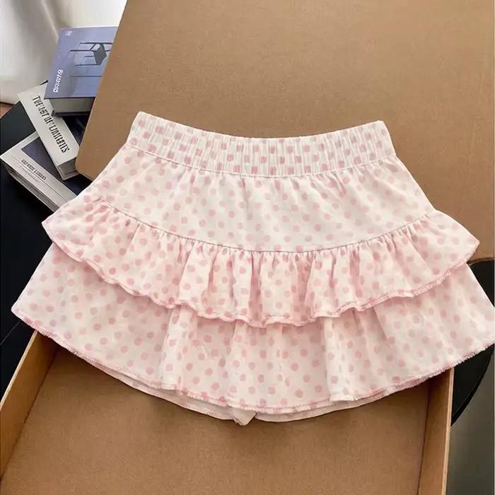 Jupe à pois rose style Harajuku douce et fraîche