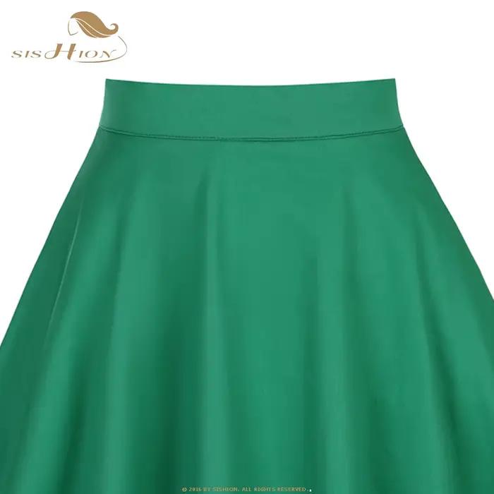 SISHION livraison directe jupe d'été verte VD0020 jupes de patineuse pivotante années 50 60 rétro Vintage taille haute
