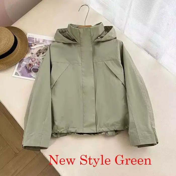 Veste coupe-vent pour femme printemps-automne, manteau tendance de haute qualité à capuche et col montant, streetwear
