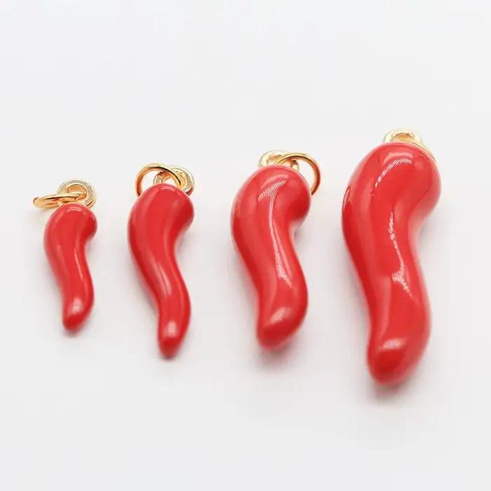 Breloques en forme de piment tridimensionnel, 10 pièces/lot, pour la fabrication de bijoux, fournitures en émail, boucles d'oreilles faites à la main, collier, pendentif DIY