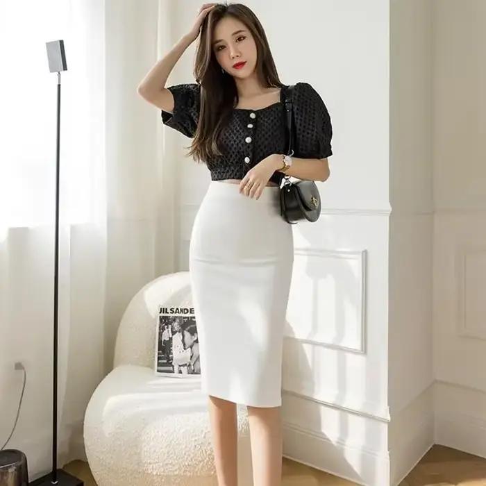 Jupes de bureau blanches taille haute tendance pour femmes 2026