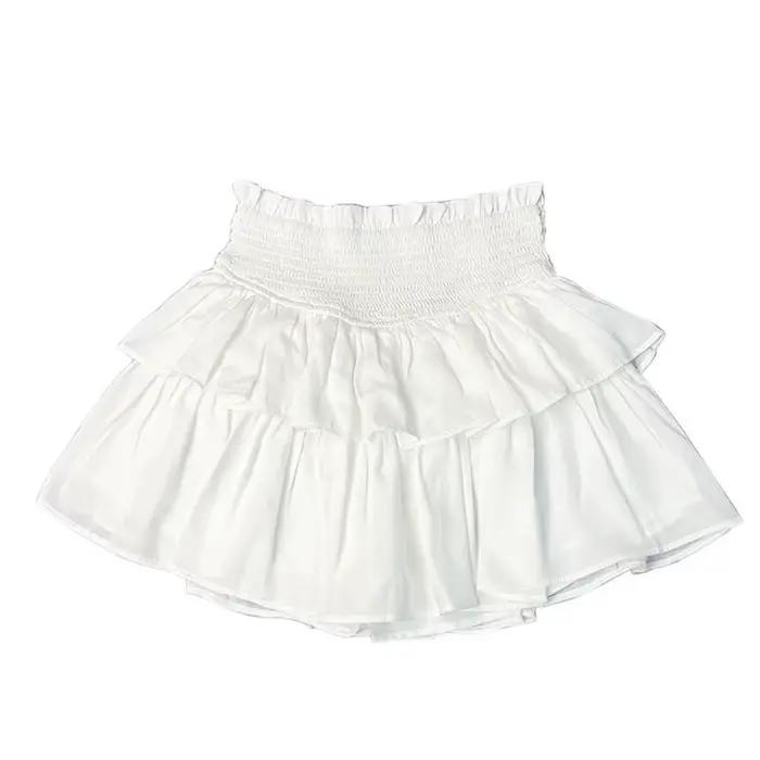 Printemps gâteau jupes plissées pour les femmes blanc nouvelle jupe courte été coréen à volants taille élastique