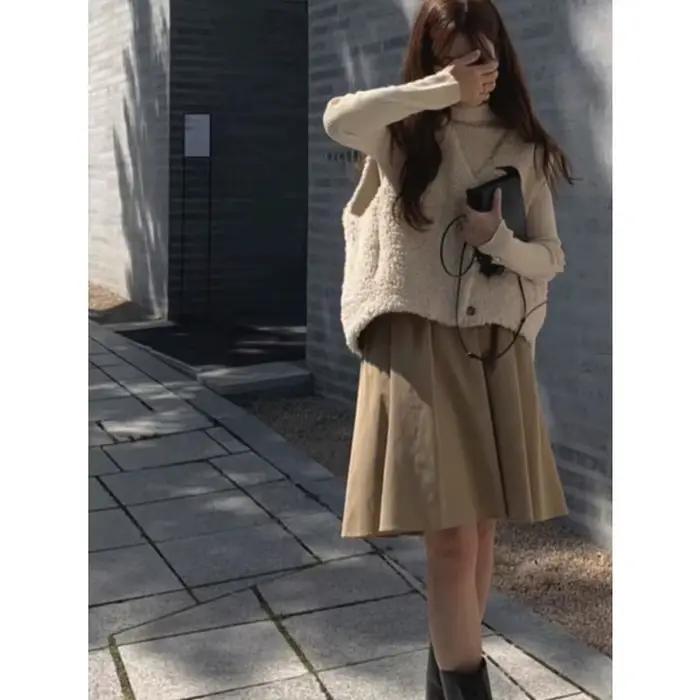 Jupe mi-longue plissée élastique à taille haute pour femme, coupe ample et fluide, style A-line
