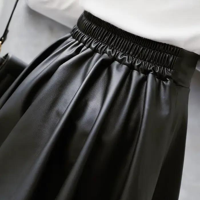Femmes Sexy Faux cuir jupes taille haute élastique Mini jupe courte multi-usages pour patineuse travail discothèque