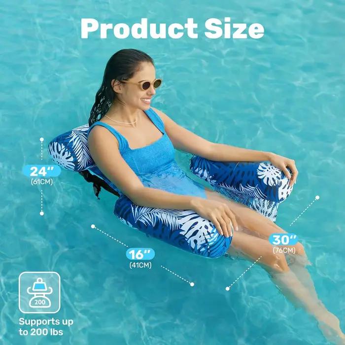 Chaise longue gonflable pour piscine, plage, loisirs, lits flottants, chaise longue flottante d'été avec accoudoirs et dossier