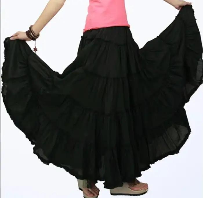 Jupe longue en lin et coton pour femmes, vintage, taille élastique, style Boho, maxi, nouvelle collection été