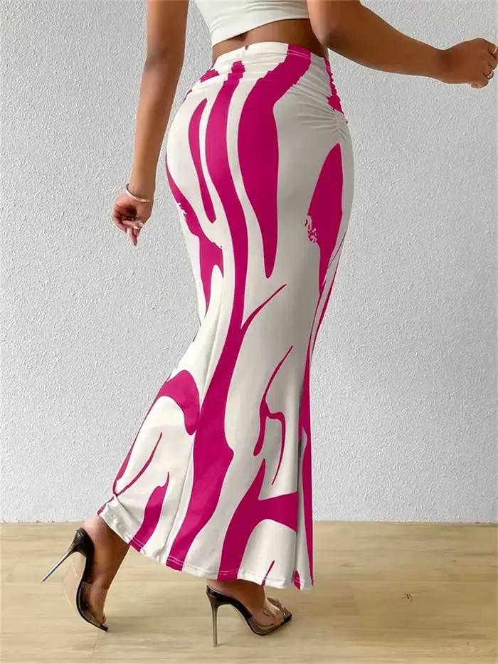 Jupe longue moulante d'été pour femmes, décontractée, taille haute, imprimé zèbre, coupe cintrée, élégante, queue de poisson