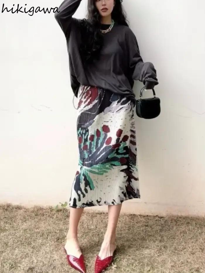 2025 Faldas Mujer De Moda jupes longues florales pour femmes Vintage ample été Jupe taille haute Jupe plissée mode coréenne Saia