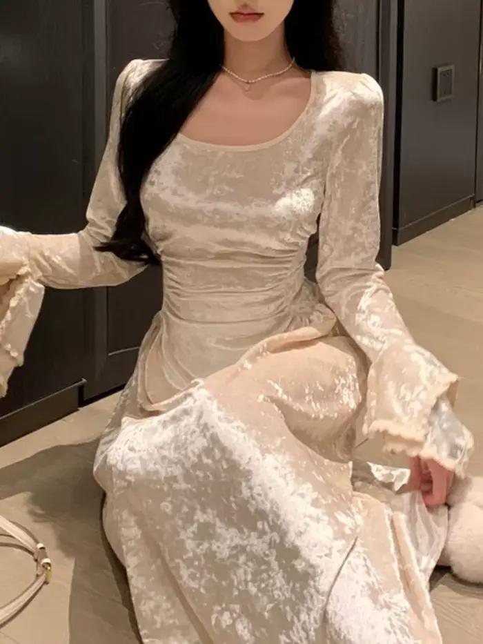 Jielur – robe Vintage à manches longues pour femme