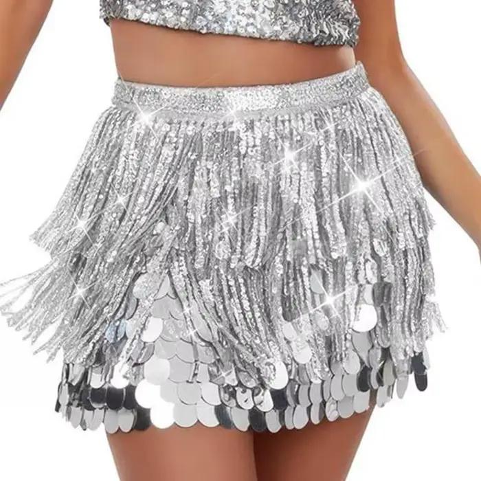 39BD – jupe portefeuille danse du ventre avec paillettes