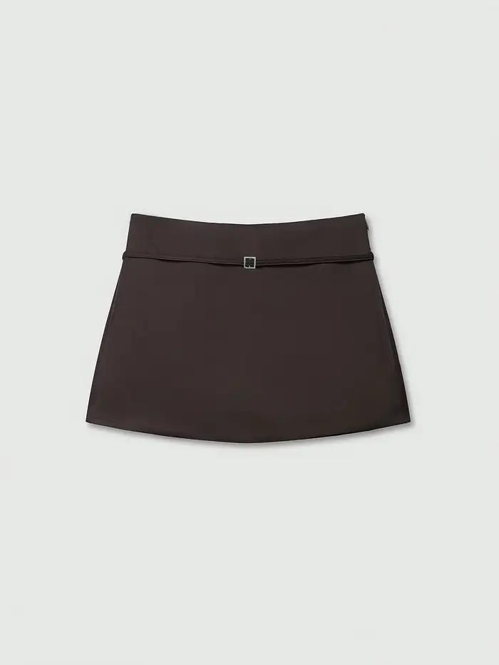Mini-jupe marron taille basse pour femme