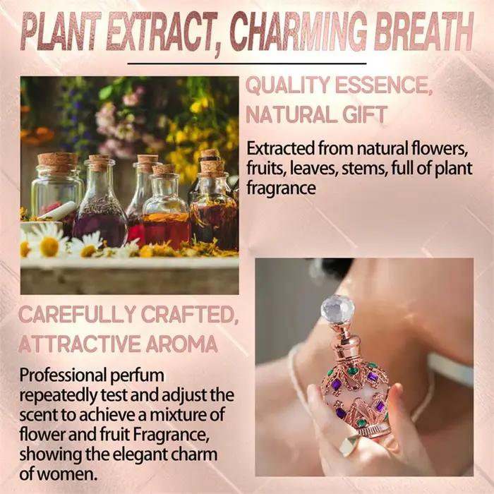 Parfum arabe exotique pour femmes, enchanteur bouquet floral avec rose, jasmin et vanille, parfum infusé aux phéromones longue durée