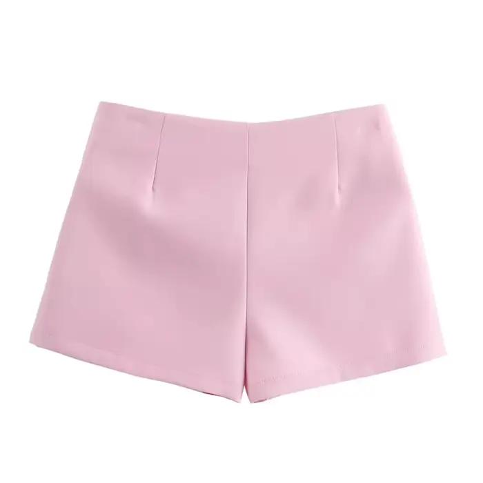 Mini Jupe Rose Blanche Avec Nœud Papillon Pour Femme Occasionnels Spéciaux Haute Taille Courte Fendue Polyestère