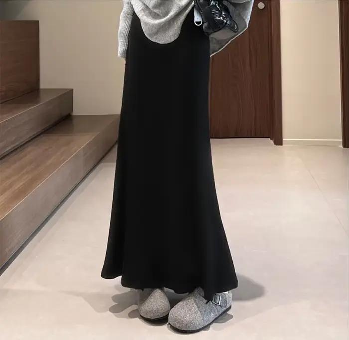 Jupe de maternité Printemps-Automne 2026 Taille haute élégante polyvalente longue