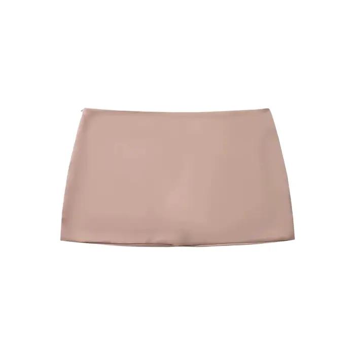 Mini-jupe pantalon femme effet satin mat