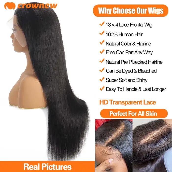 Perruques de cheveux humains droites HD perruque de dentelle 13x6 perruques de cheveux humains droite 13x4 perruques frontales de dentelle cheveux humains 100% cheveux humains pré plumés