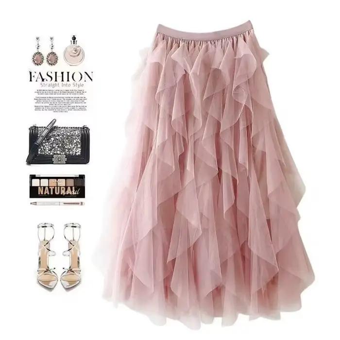 2025 nouvelle mode Tutu Tulle jupe femmes longue Maxi