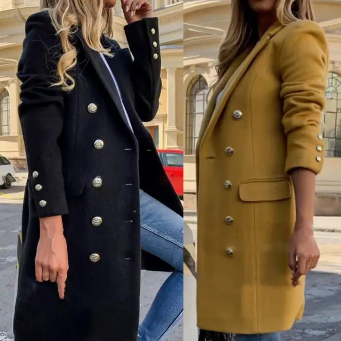 Pardessus en laine à manches longues pour femme, classique, coupe ajustée, décontracté