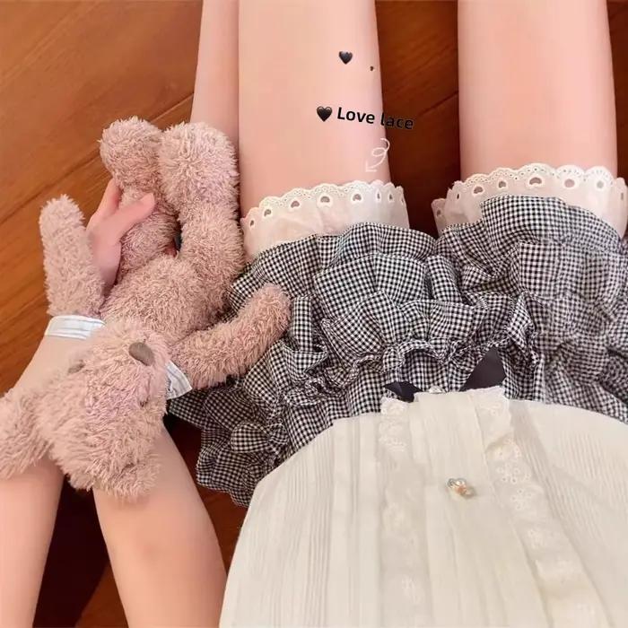 Mini-jupe écossaise taille haute coupe trapèze pour femme