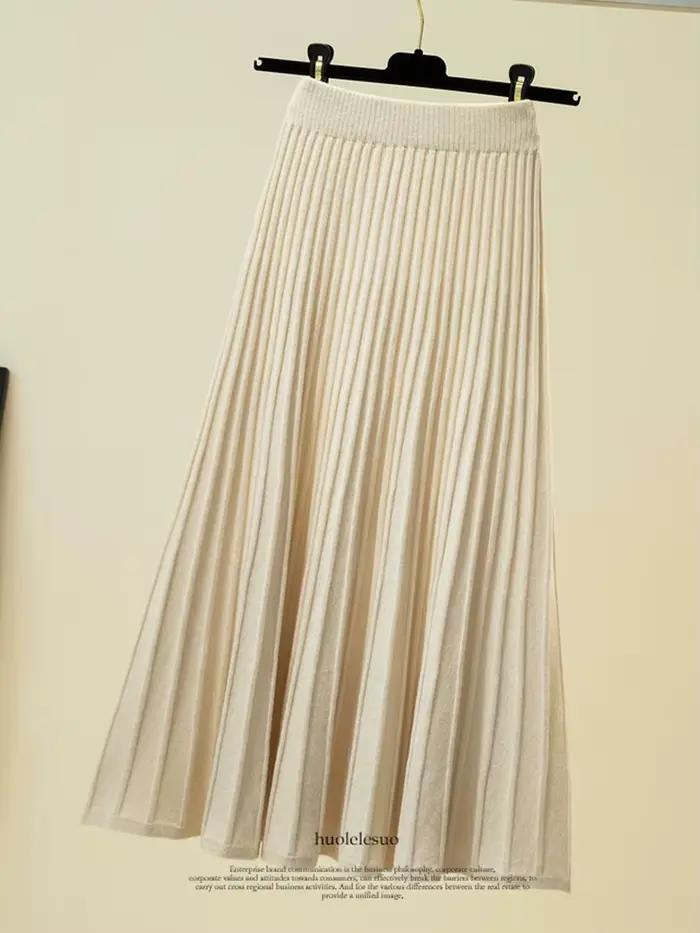 Jupe tricotée vintage décontractée en coton et viscose pour femmes, style streetwear, automne-hiver
