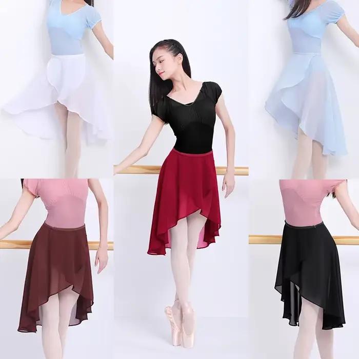 Jupe de Ballet à taille réglable pour femmes adultes, jupe de danse en mousseline de soie, jupe d'entraînement enveloppante Tutu avec couche transparente