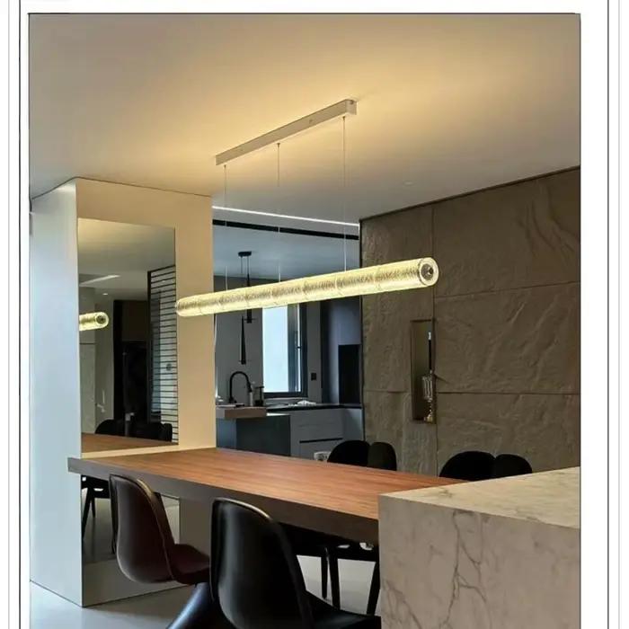 Lampes suspendues longues en verre modernes pour cuisine île Bar Table à manger Design italien minimaliste salle à manger luminaire LED
