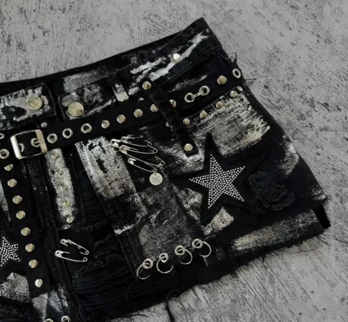 Jupe vintage en denim noir pour femme, nouvelle pièce tendance vintage, style Y2K, style streetwear, hipsters, mode urbaine, jupe courte d'été