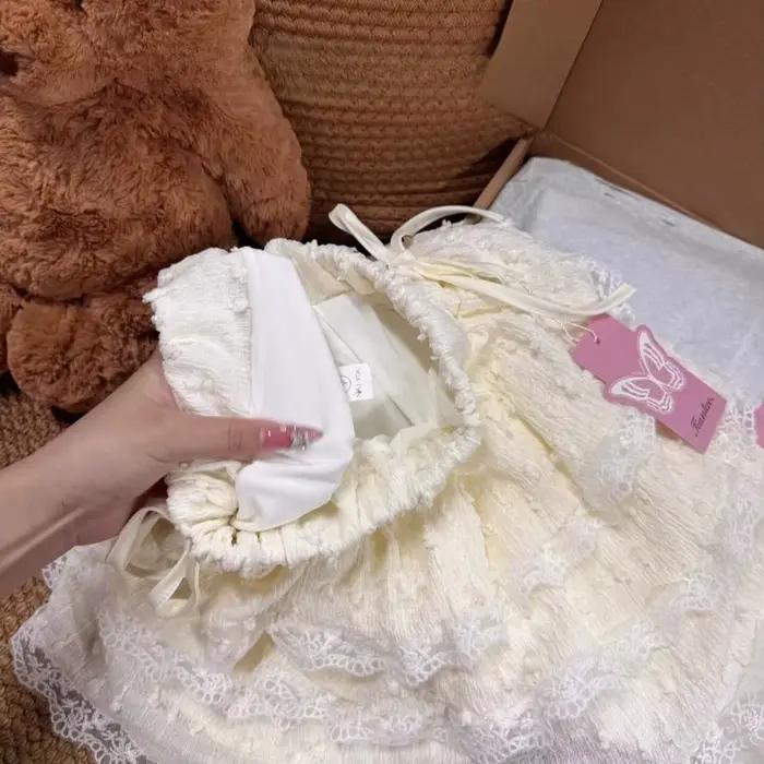Mini jupe à volants en dentelle douce pour femmes