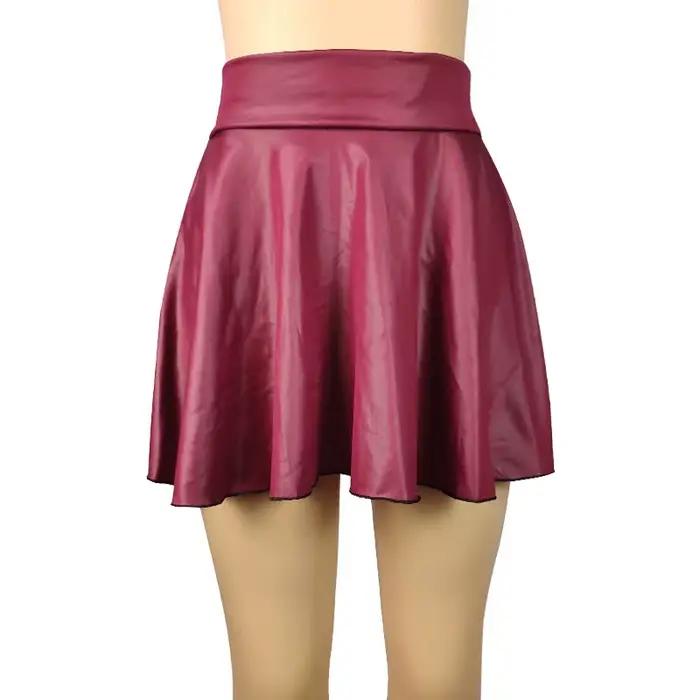 Mini jupe plissée taille haute en similicuir PU pour femmes, jupe slim sexy, jupes de fête