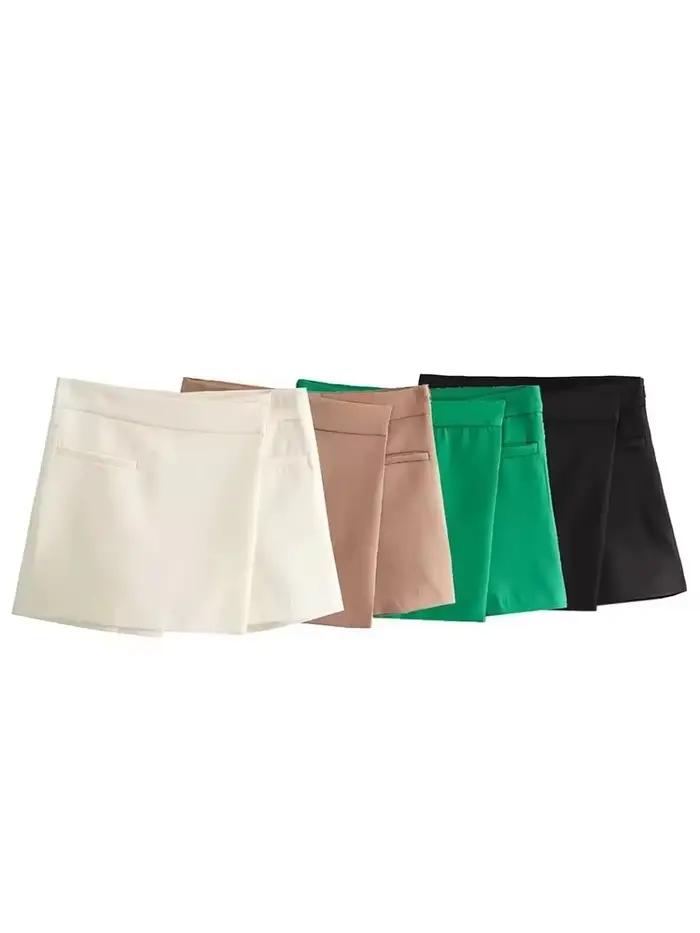 Mini-jupe short asymétrique taille haute pour femme avec fermeture éclair latérale – Élégante et chic pour l'été