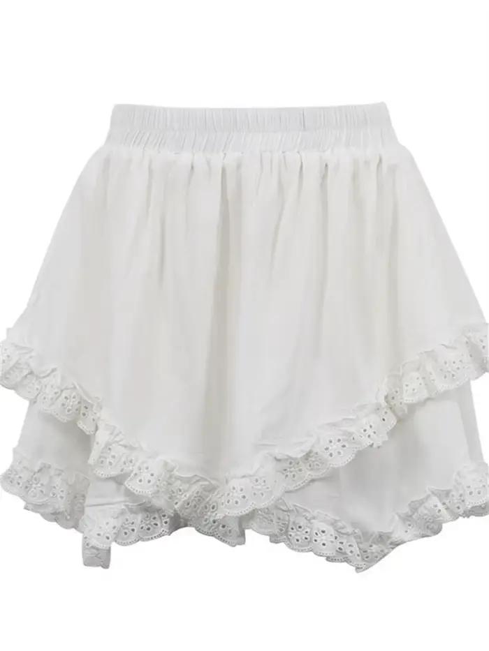 Tossy blanc dentelle à volants Mini jupe pour femmes taille haute Patchwork mode mignon Sexy Y2k