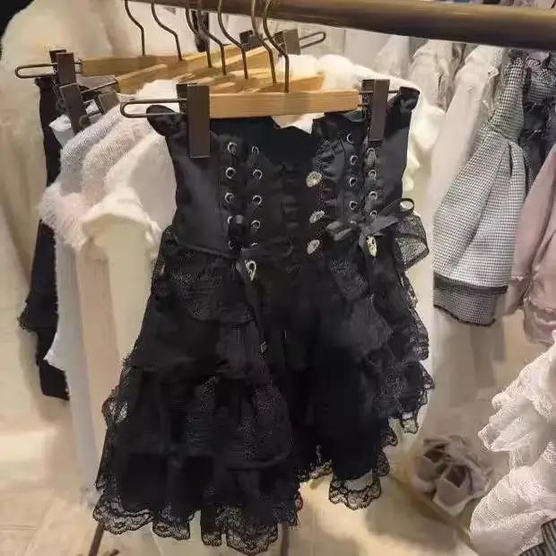 Jupe superposée en dentelle Lolita japonaise pour femmes style demoiselle d'honneur mini jupe trapèze romantique et élégante pour été ocassions spéciales