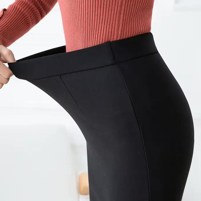 Jupe crayon noire légère et extensible pour femme ; Jupes adaptées au bureau ; Tailles asiatiques S–3XL.