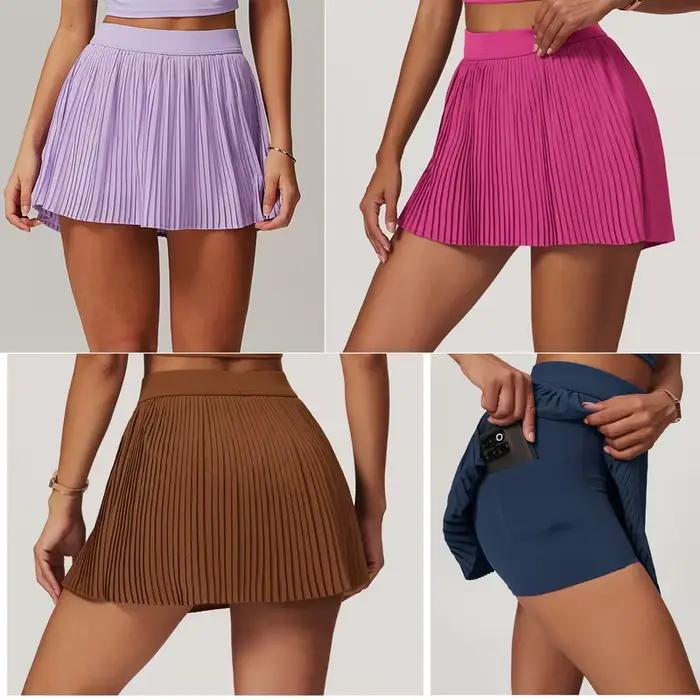 Jupe plissée athlétique Vitalinovo pour femmes, taille haute, matériau élasthanne et nylon, idéale pour le tennis, golf, course à pied, et autres activités sportives
