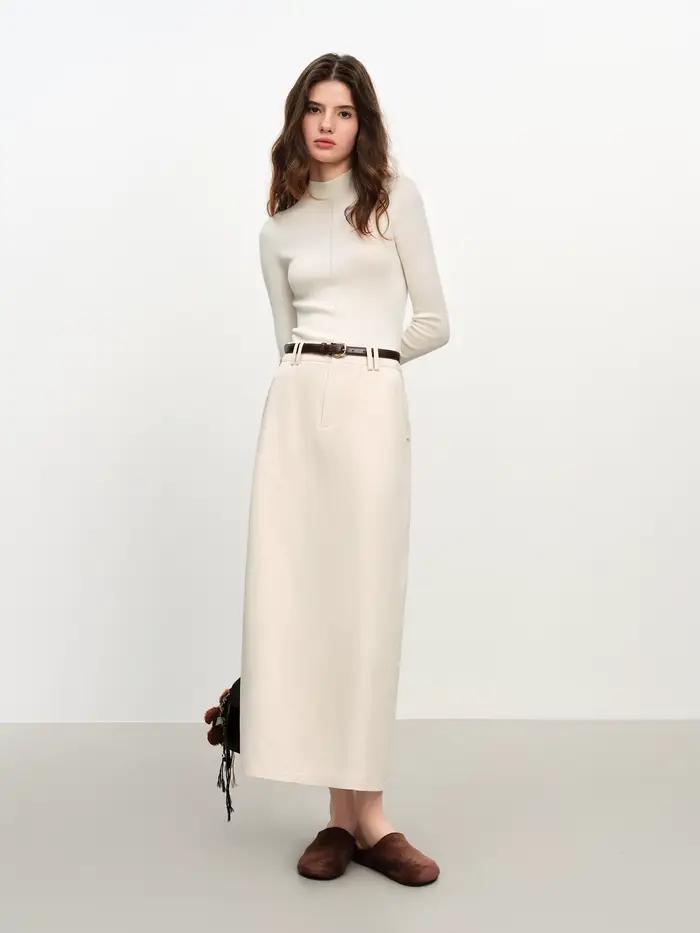 FSLE – jupe droite Extra longue en coton pour femmes