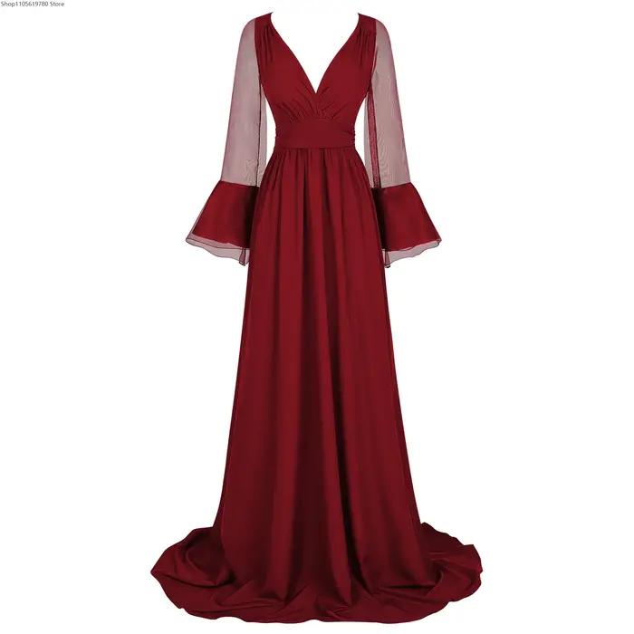Robe de soirée à manches longues, robe de cour médiévale Renaissance, tenue vintage pour femmes, costume de fête d'Halloween, costume de cosplay