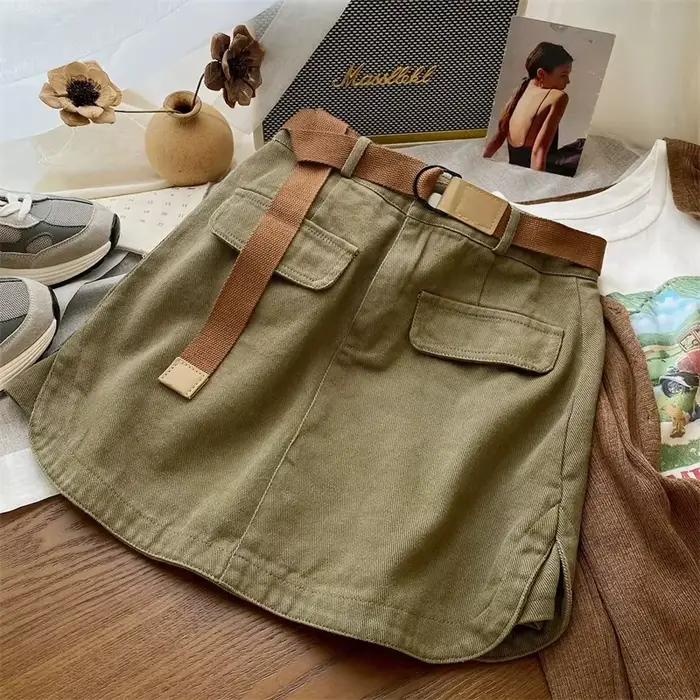 Jupe en jean style safari coréenne pour femmes