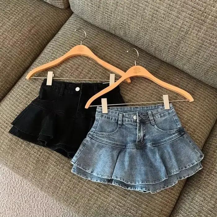 Sweetdenim – jupe taille haute pour femmes, ligne a, gâteau, Niche sensible, courte, volet de bœuf, tendance, printemps 2023