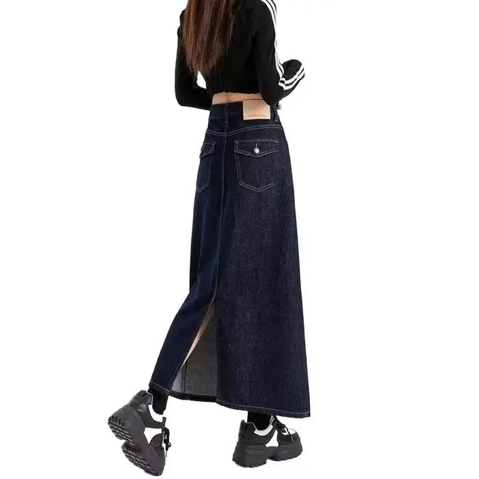 Jupe mini asymétrique en denim bleu pour femme