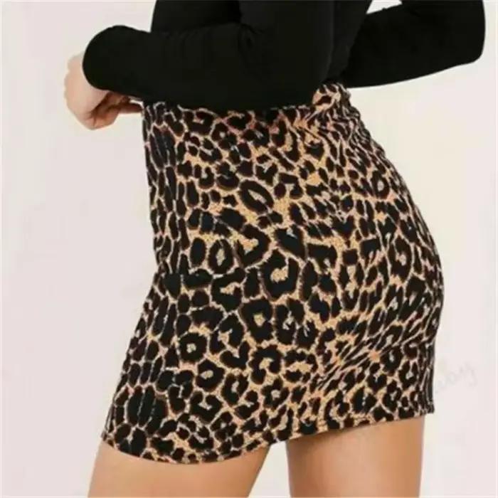 Mini jupe taille haute imprimée léopard pour femme