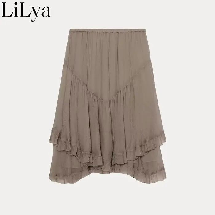 Jupe courte asymétrique tendance pour femme, taille mi-haute, superposition décorative, décontractée, nouvelle collection été, polyvalente, pour le quotidien et le style urbain
