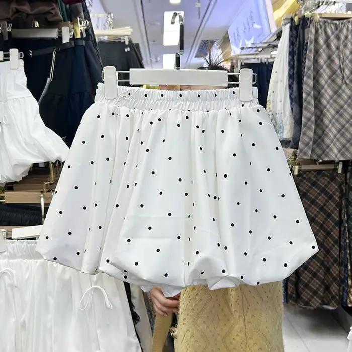 Mini-jupe blanche à pois, jupe courte d'été tendance pour femme
