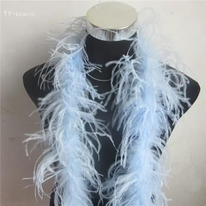 Jupe Boa en plumes d'autruche bleu clair, garniture pour costume de fête, décorations de mariage, 20 m, 2006