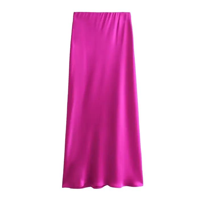 Jupe mi-longue élégante en Satin de soie pour femmes