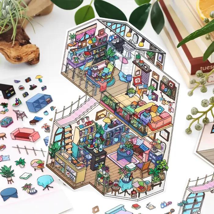 Kawaii Sunshine Coast 3D ma petite maison paysage autocollant bricolage poche cabine scène Halloween jouets pour enfants cadeaux