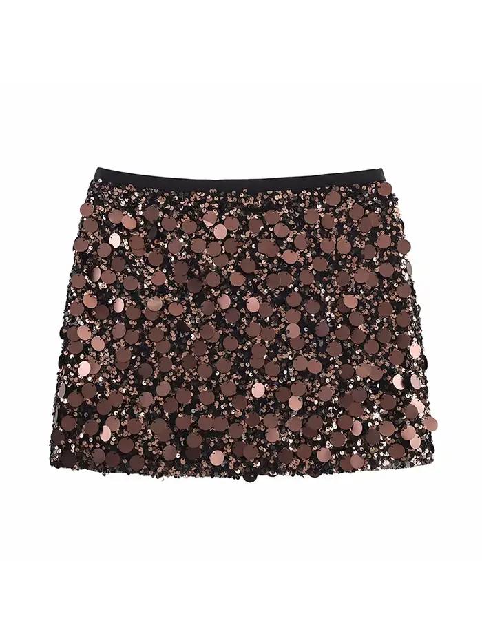 Jupe courte BTB.WO en polyester a-ligne, mini, fermeture éclair latérale, ajustement mince, automne-hiver, pour femmes décontractées et sophistiquées