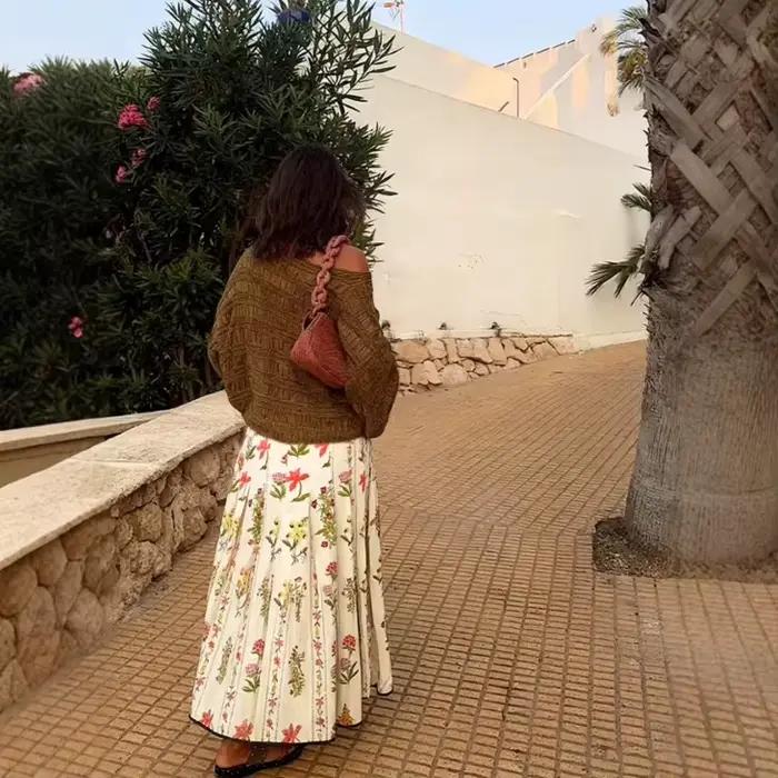 Jupe mi-longue taille haute printemps-été-automne 2026