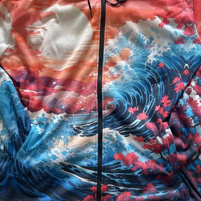 Parka longue d'hiver imprimée, manteaux Cardigan doublés en polaire, couleurs tendance, dégradé, veste à capuche, vêtements d'extérieur chauds, surdimensionnés pour hommes et femmes