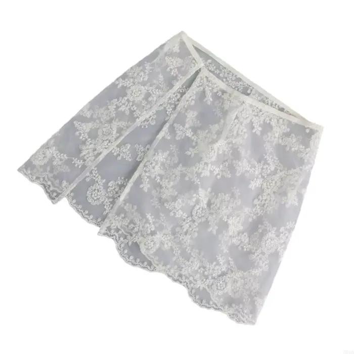 Jupe tablier courte en acétate avec broderie florale pour femmes junior, ajustement souple et élégance décontractée pour toutes les occasions
